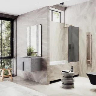 Шторка на ванну MaybahGlass MGV-86-2у 60см бронза